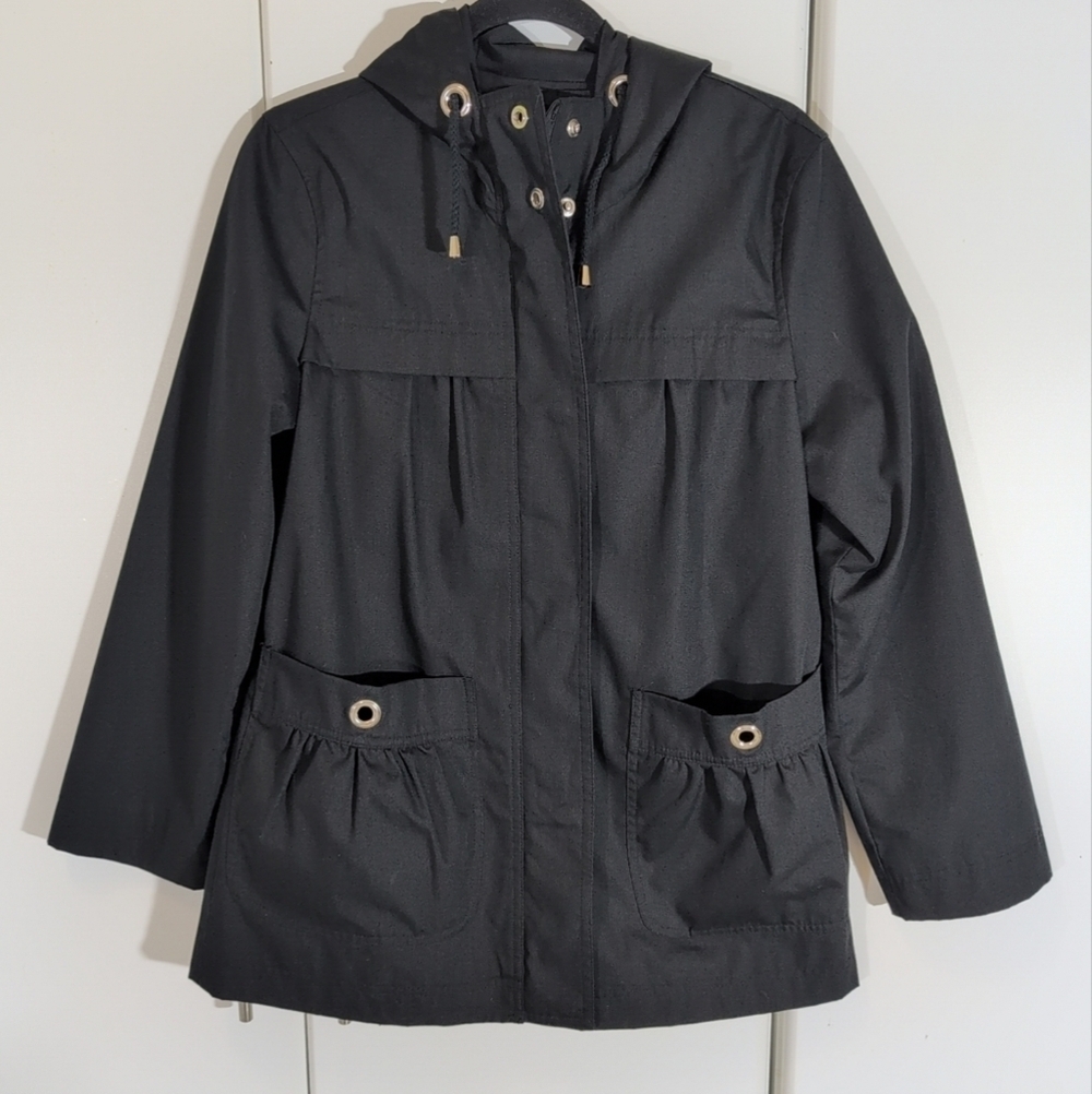 London Fog Hooded Front Zip & Snap Coat Size M